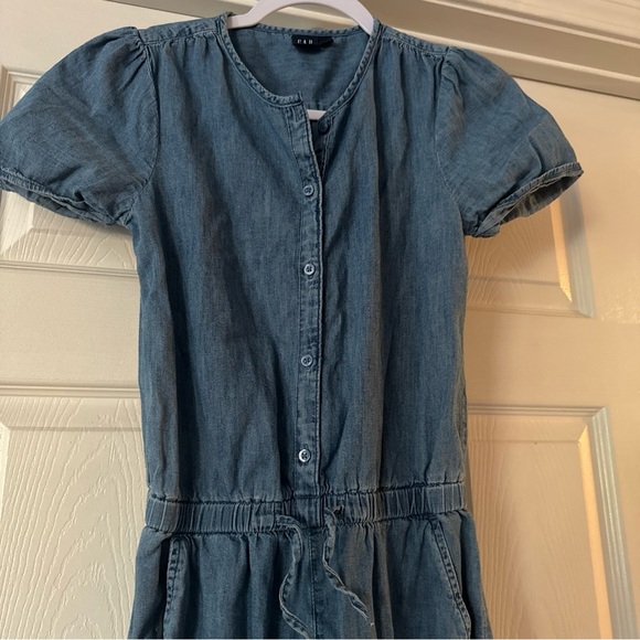 Gap Denim Girls Jumpsuit Size XL Regular Blue Pockets Cuffs Drawstring - Picture 4 of 10